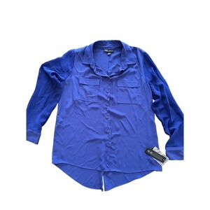 AGB NWT Woman Shirt Medium blue/purple Sheer Button Up